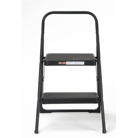 Two-Step Household Folding Step Stool, All Black, 7ft 11in Reach Height - Picture 2 of 7